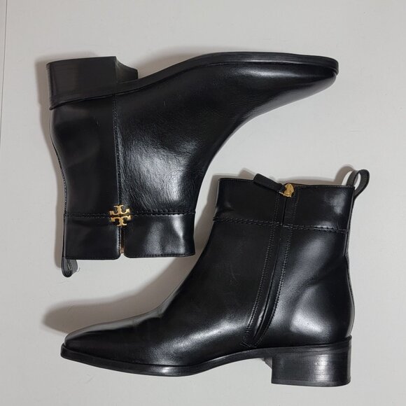 NEW Tory Burch Womens Everly Flat Ankle Boots Black Leather 10.5 Luxury Designer - Picture 5 of 10